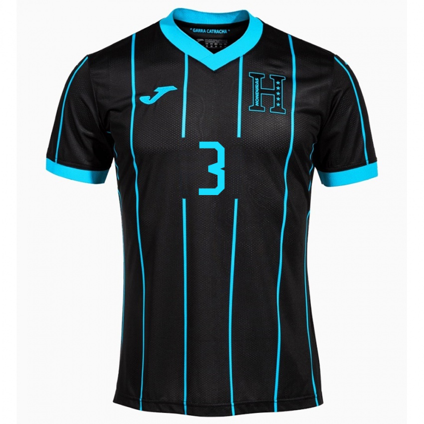 Hombre Camiseta Honduras Marcelo Santos #3 Negro 2ª Equipación 24-26 La Camisa Chile