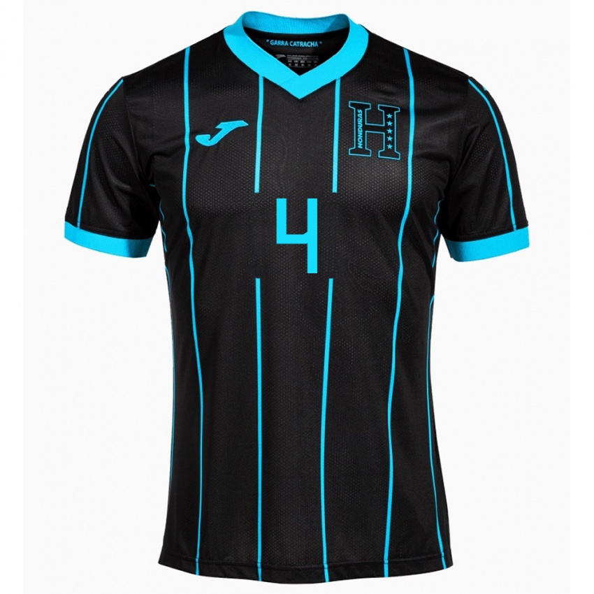 Hombre Camiseta Honduras Brayan Vaquedano #4 Negro 2ª Equipación 24-26 La Camisa Chile