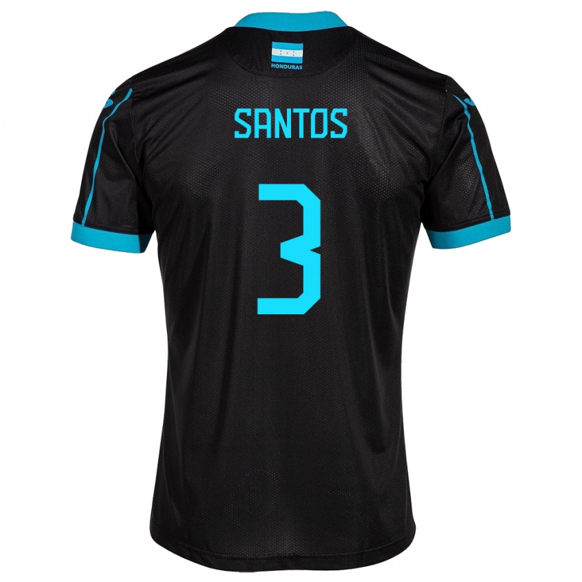 Hombre Camiseta Honduras Marcelo Santos #3 Negro 2ª Equipación 24-26 La Camisa Chile