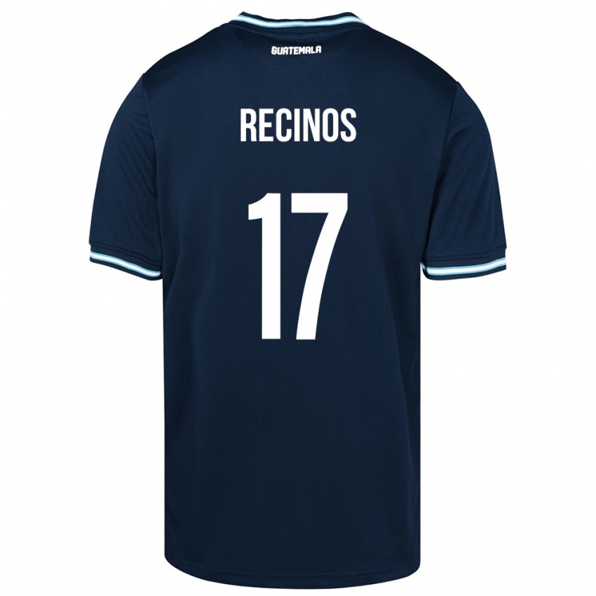 Hombre Camiseta Guatemala Antony Recinos #17 Azul 2ª Equipación 24-26 La Camisa Chile