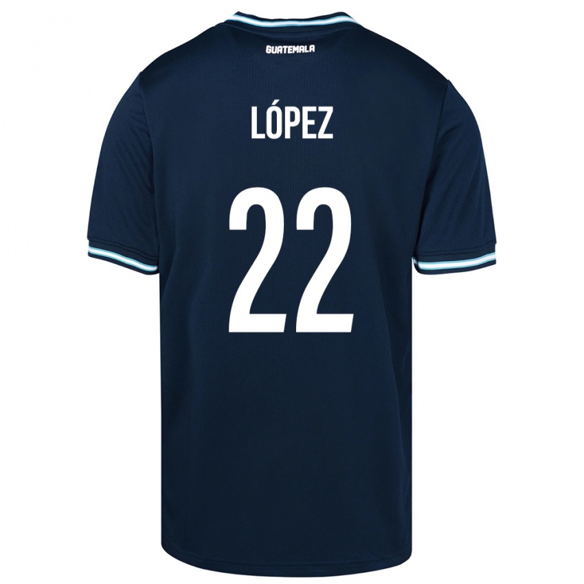 Hombre Camiseta Guatemala Whitney López #22 Azul 2ª Equipación 24-26 La Camisa Chile