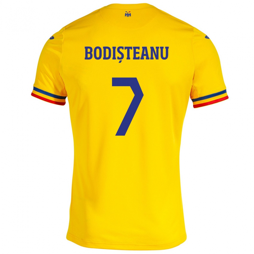 Mujer Camiseta Rumania Ștefan Bodișteanu #7 Amarillo 1ª Equipación 24-26 La Camisa Chile