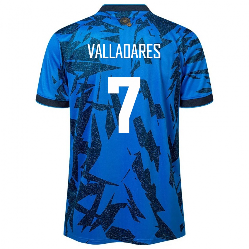 Mujer Camiseta El Salvador Jefferson Valladares #7 Azul 1ª Equipación 24-26 La Camisa Chile