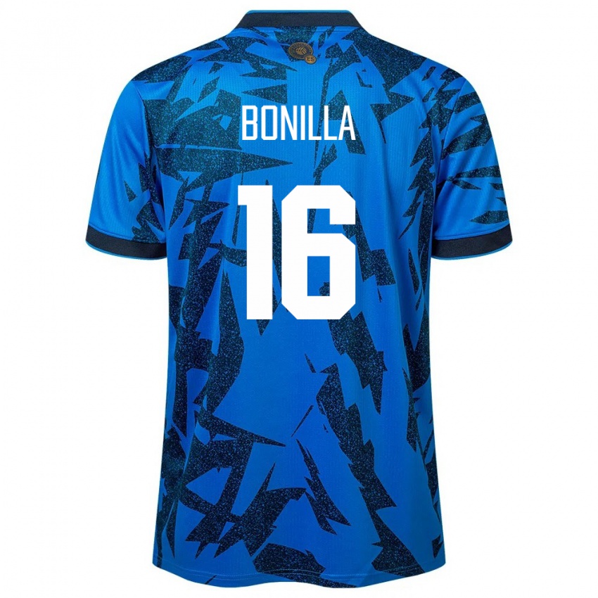 Mujer Camiseta El Salvador Elmer Bonilla #16 Azul 1ª Equipación 24-26 La Camisa Chile