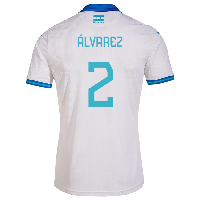 Mujer Camiseta Honduras Kevin Álvarez #2 Blanco 1ª Equipación 24-26 La Camisa Chile