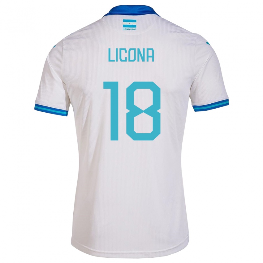 Mujer Camiseta Honduras Marlon Licona #18 Blanco 1ª Equipación 24-26 La Camisa Chile