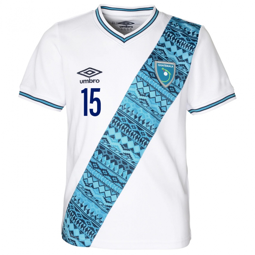 Mujer Camiseta Guatemala Carlos Aguilar #15 Blanco 1ª Equipación 24-26 La Camisa Chile
