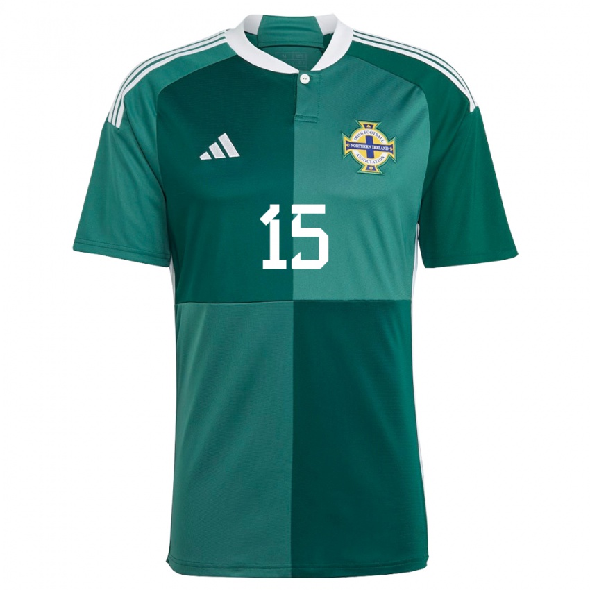 Mujer Camiseta Irlanda Del Norte George Feeney #15 Verde 1ª Equipación 24-26 La Camisa Chile