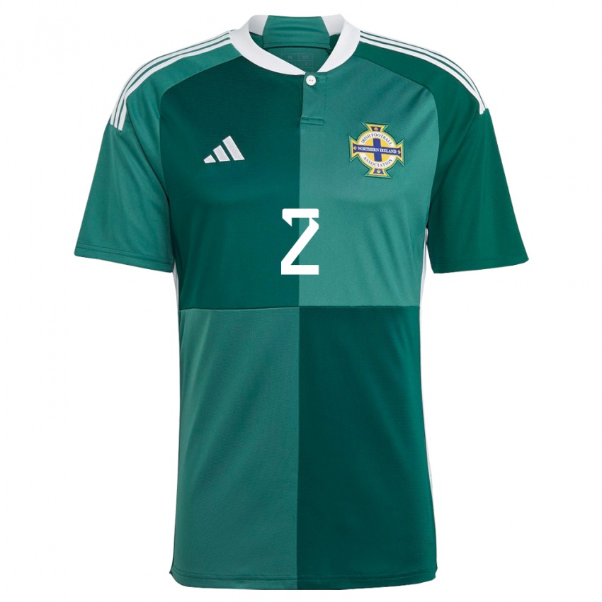 Mujer Camiseta Irlanda Del Norte Callum Leacock #2 Verde 1ª Equipación 24-26 La Camisa Chile