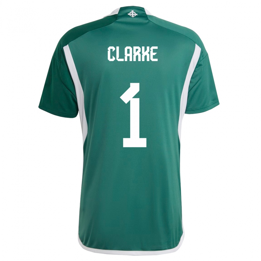 Mujer Camiseta Irlanda Del Norte Josh Clarke #1 Verde 1ª Equipación 24-26 La Camisa Chile