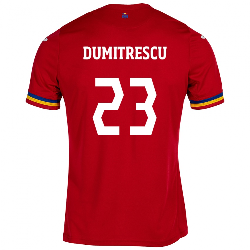 Mujer Camiseta Rumania Andres Dumitrescu #23 Rojo 2ª Equipación 24-26 La Camisa Chile
