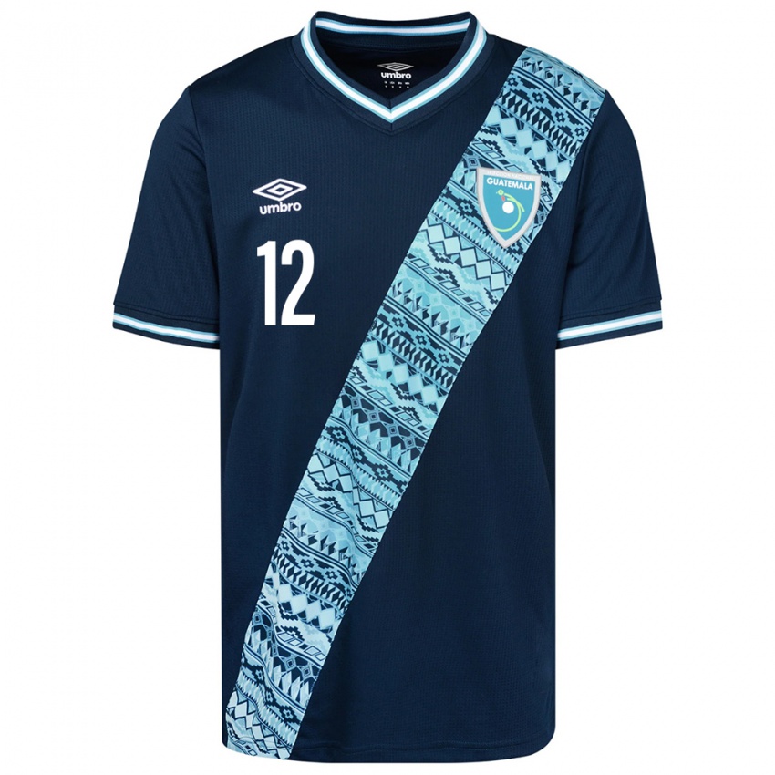 Mujer Camiseta Guatemala John Lutin #12 Azul 2ª Equipación 24-26 La Camisa Chile