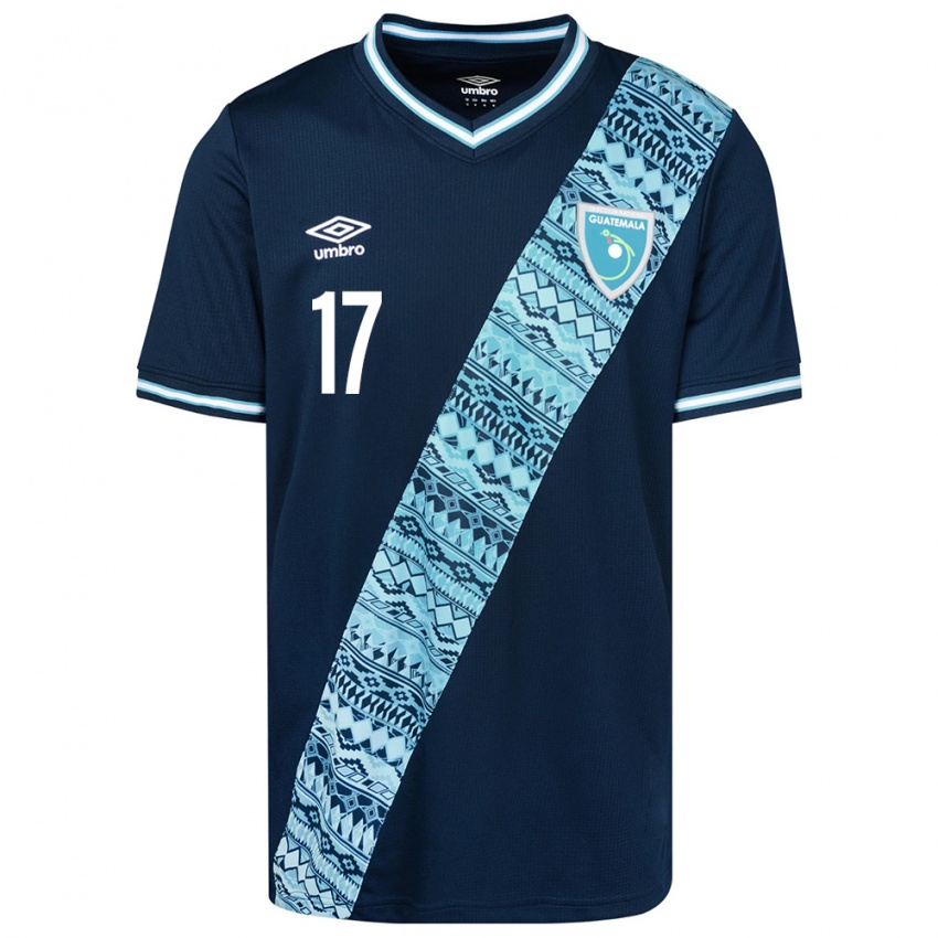Mujer Camiseta Guatemala Antony Recinos #17 Azul 2ª Equipación 24-26 La Camisa Chile