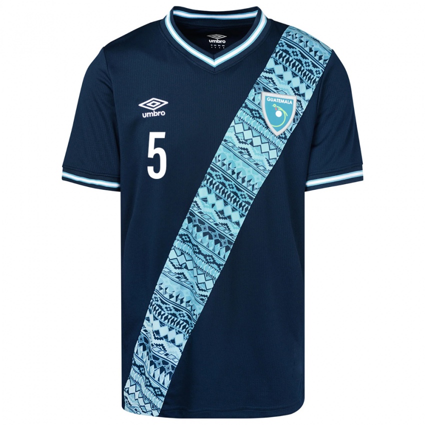 Mujer Camiseta Guatemala Jeffery López #5 Azul 2ª Equipación 24-26 La Camisa Chile