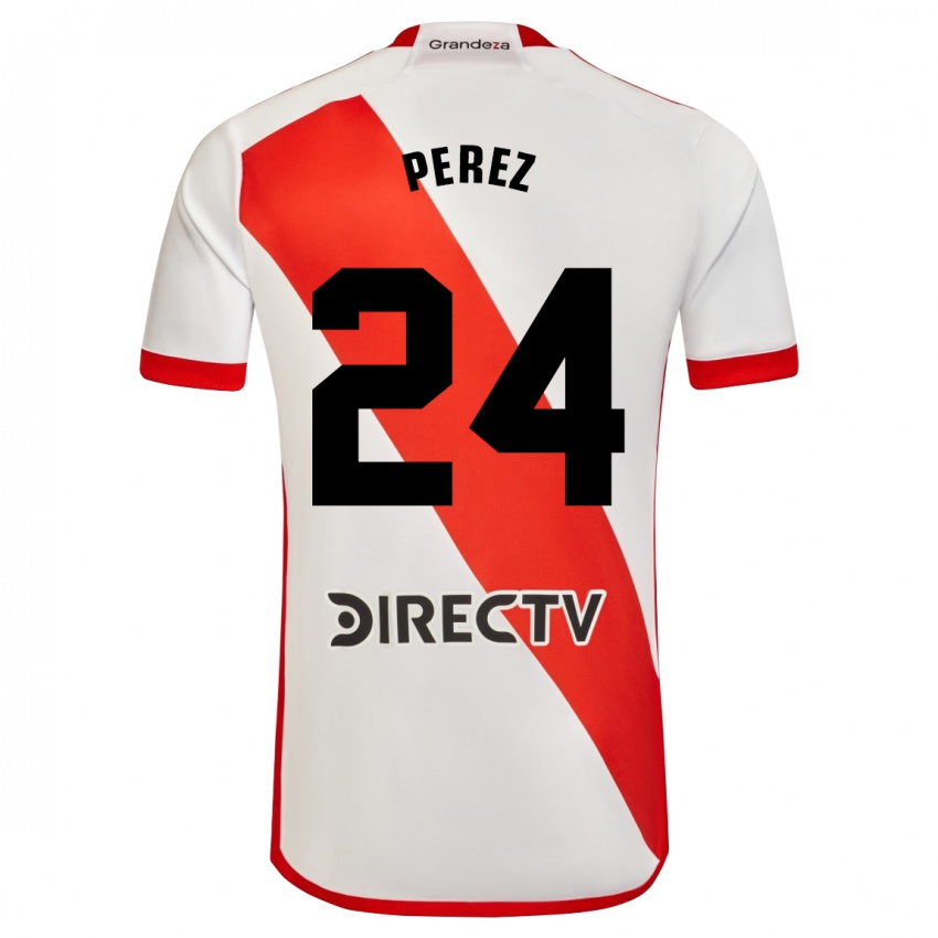 Niño Camiseta Enzo Perez #24 Blanco Rojo 1ª Equipación 2023/24 La Camisa Chile