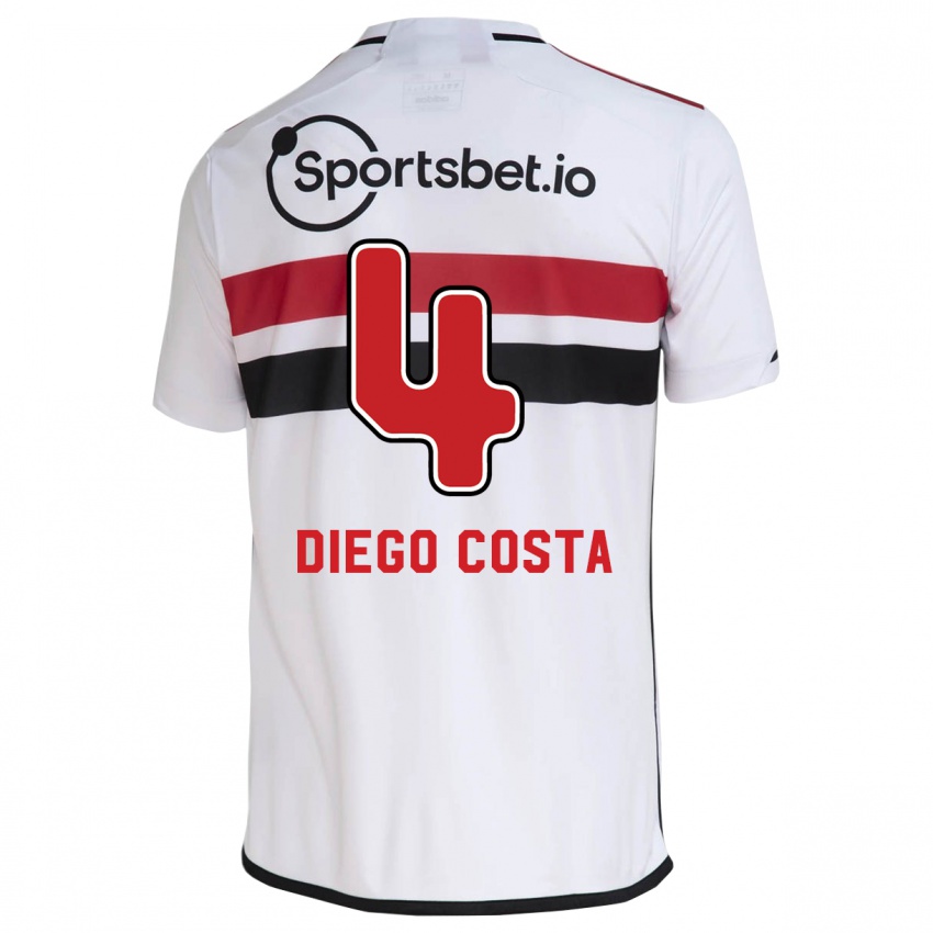 Niño Camiseta Diego Costa #4 Blanco 1ª Equipación 2023/24 La Camisa Chile