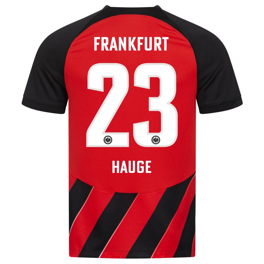 Niño Camiseta Jens Petter Hauge #23 Negro Rojo 1ª Equipación 2023/24 La Camisa Chile