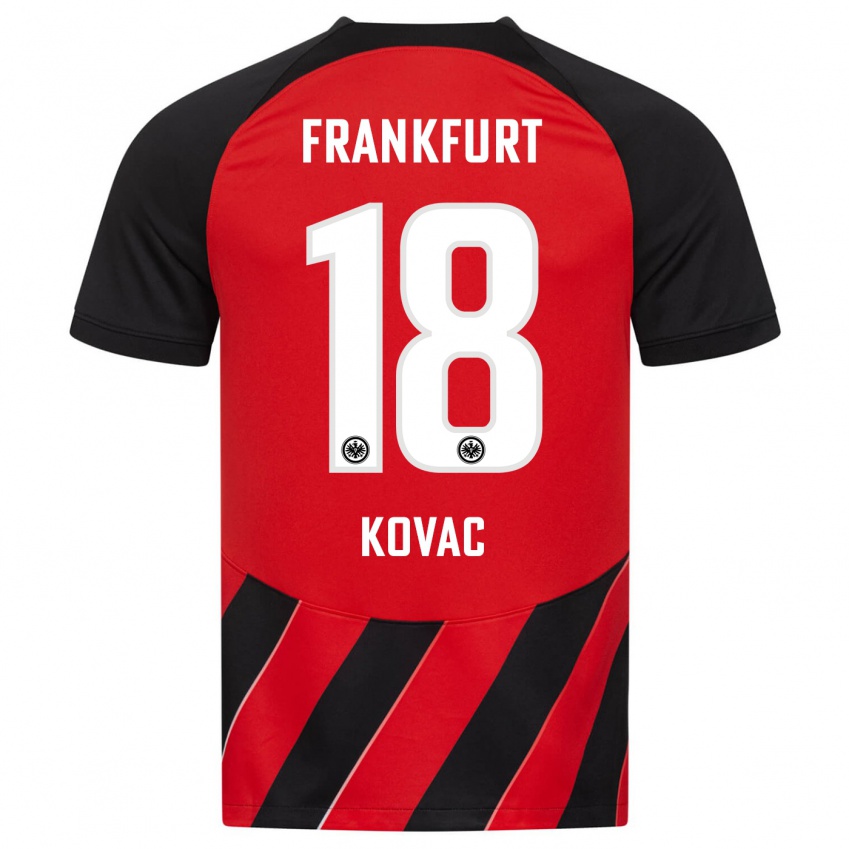 Niño Camiseta Niko Kovac #18 Negro Rojo 1ª Equipación 2023/24 La Camisa Chile