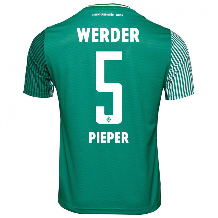 Niño Camiseta Amos Pieper #5 Verde 1ª Equipación 2023/24 La Camisa Chile