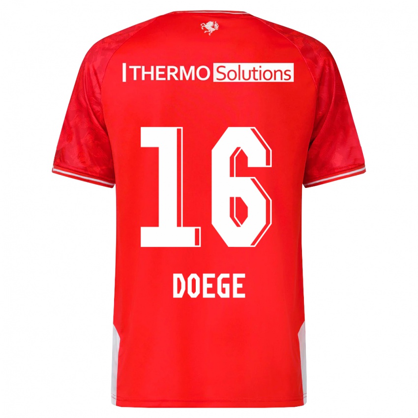 Niño Camiseta Leonie Doege #16 Rojo 1ª Equipación 2023/24 La Camisa Chile