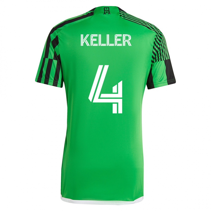 Niño Camiseta Kipp Keller #4 Verde Negro 1ª Equipación 2023/24 La Camisa Chile