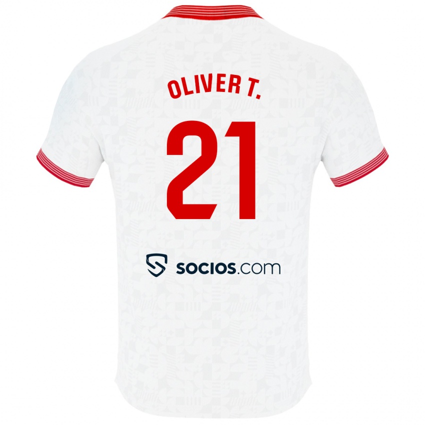 Niño Camiseta Óliver Torres #21 Blanco 1ª Equipación 2023/24 La Camisa Chile