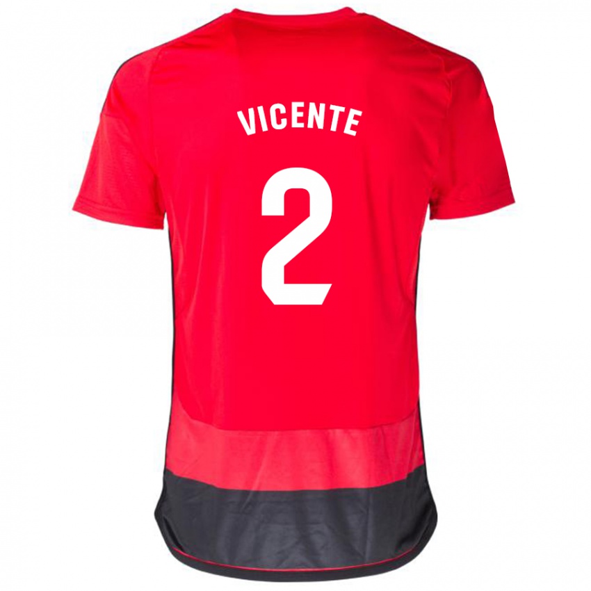 Niño Camiseta David Vicente #2 Negro Rojo 1ª Equipación 2023/24 La Camisa Chile