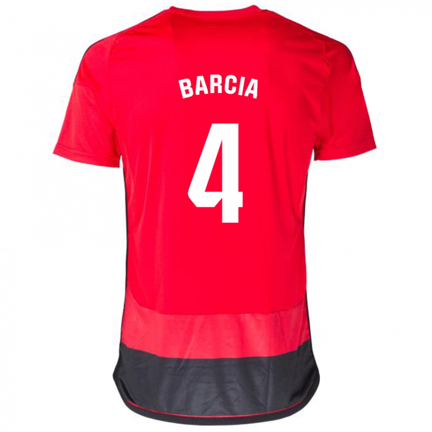Niño Camiseta Sergio Barcia #4 Negro Rojo 1ª Equipación 2023/24 La Camisa Chile