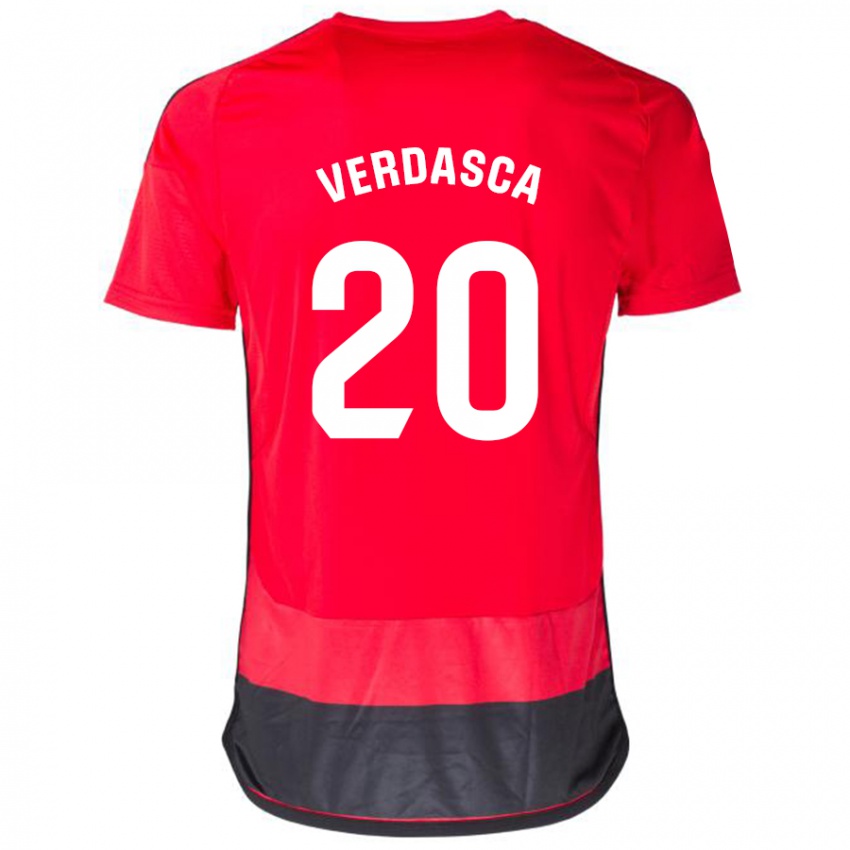 Niño Camiseta Diogo Verdasca #20 Negro Rojo 1ª Equipación 2023/24 La Camisa Chile