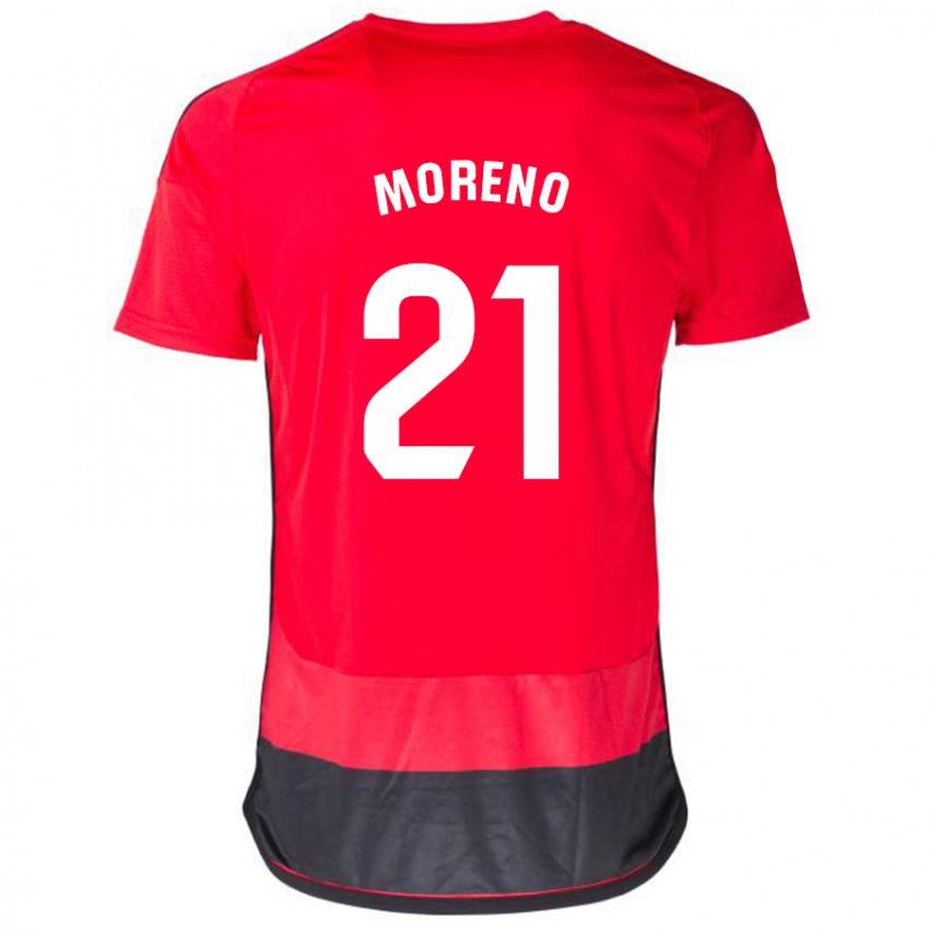 Niño Camiseta Diego Moreno #21 Negro Rojo 1ª Equipación 2023/24 La Camisa Chile