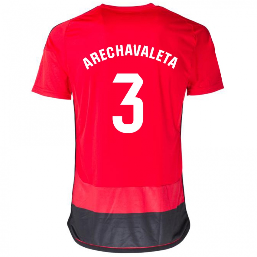 Niño Camiseta Jorge Arechavaleta #3 Negro Rojo 1ª Equipación 2023/24 La Camisa Chile