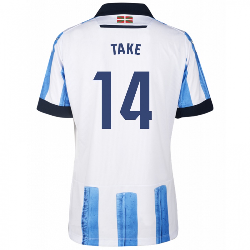 Niño Camiseta Takefusa Kubo #14 Azul Blanco 1ª Equipación 2023/24 La Camisa Chile