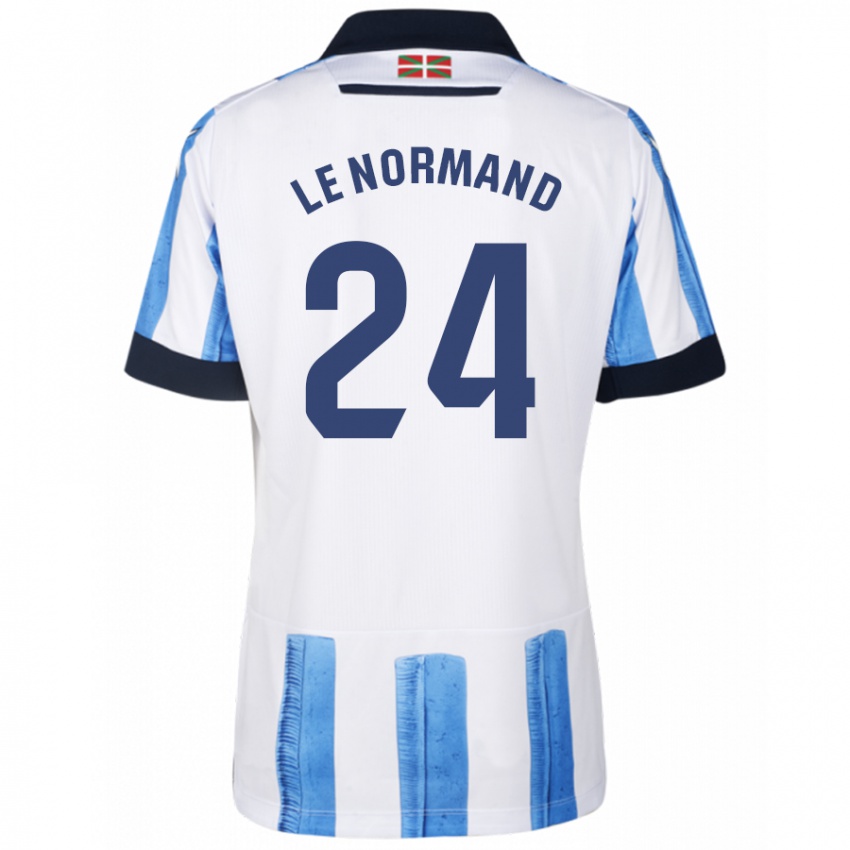 Niño Camiseta Robin Le Normand #24 Azul Blanco 1ª Equipación 2023/24 La Camisa Chile