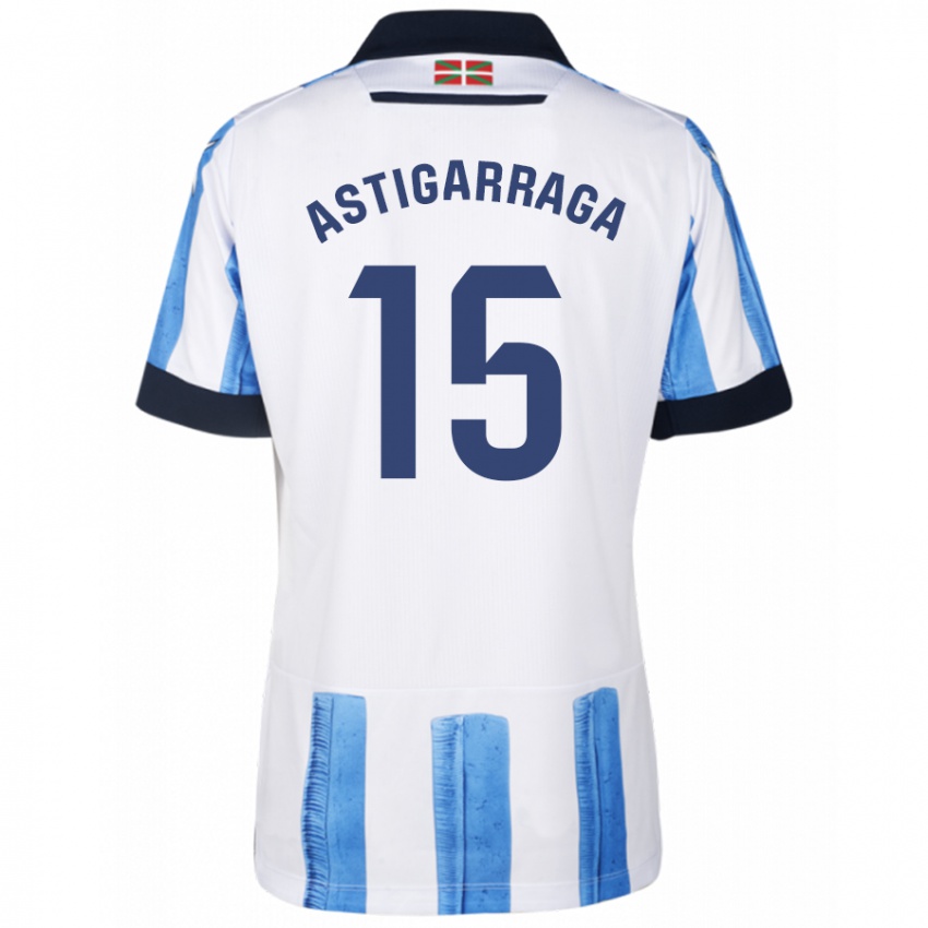 Niño Camiseta Eneko Astigarraga #15 Azul Blanco 1ª Equipación 2023/24 La Camisa Chile