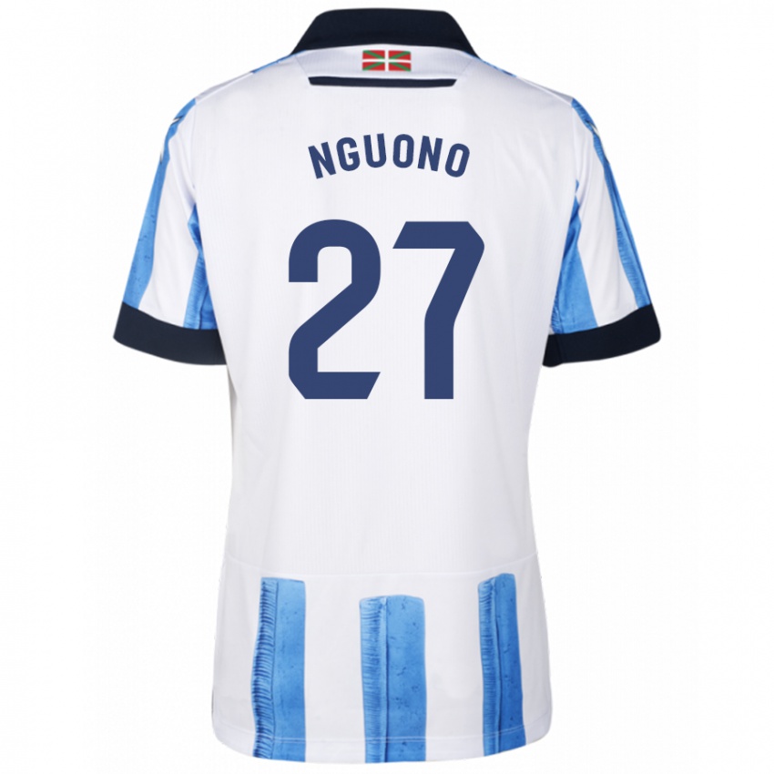 Niño Camiseta Job Nguono #27 Azul Blanco 1ª Equipación 2023/24 La Camisa Chile