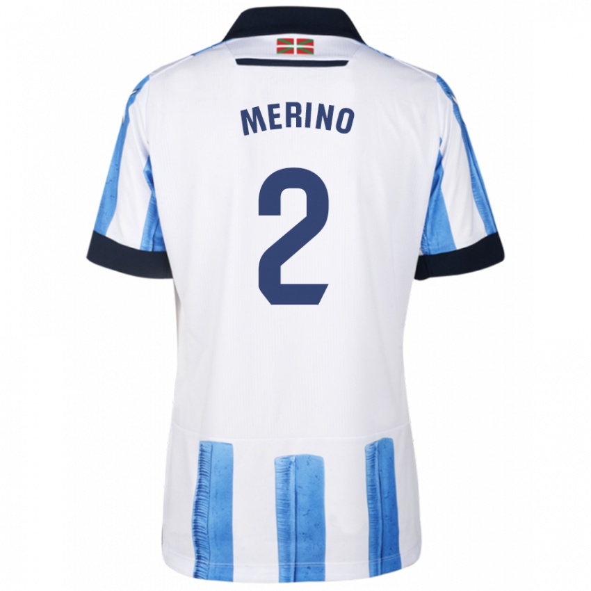 Niño Camiseta Jon Merino #2 Azul Blanco 1ª Equipación 2023/24 La Camisa Chile