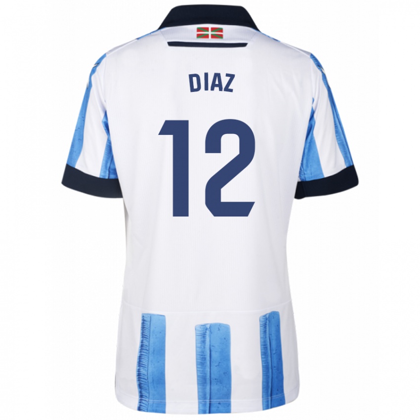 Niño Camiseta Ekain Díaz #12 Azul Blanco 1ª Equipación 2023/24 La Camisa Chile