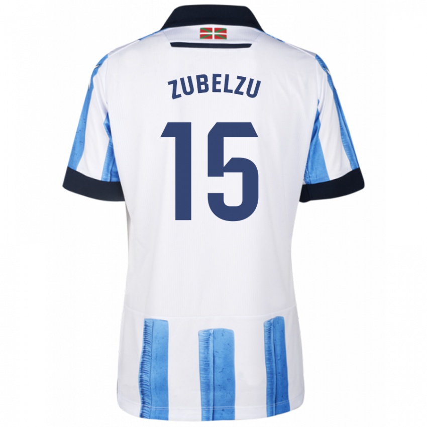 Niño Camiseta Julen Zubelzu #15 Azul Blanco 1ª Equipación 2023/24 La Camisa Chile