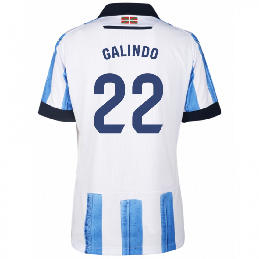 Niño Camiseta Iker Galindo #22 Azul Blanco 1ª Equipación 2023/24 La Camisa Chile