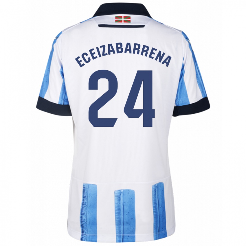 Niño Camiseta Jon Eceizabarrena #24 Azul Blanco 1ª Equipación 2023/24 La Camisa Chile