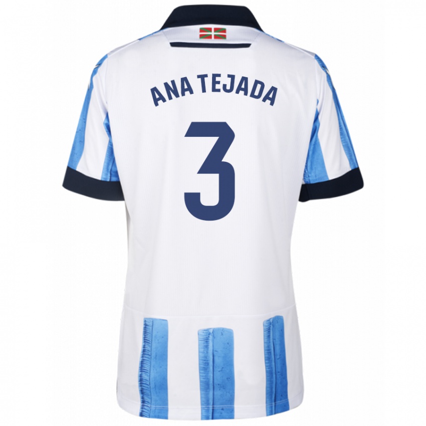 Niño Camiseta Ana Tejada Jiménez #3 Azul Blanco 1ª Equipación 2023/24 La Camisa Chile