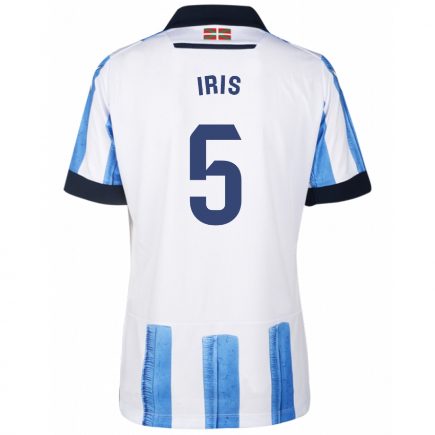 Niño Camiseta Iris Arnaiz Gil #5 Azul Blanco 1ª Equipación 2023/24 La Camisa Chile