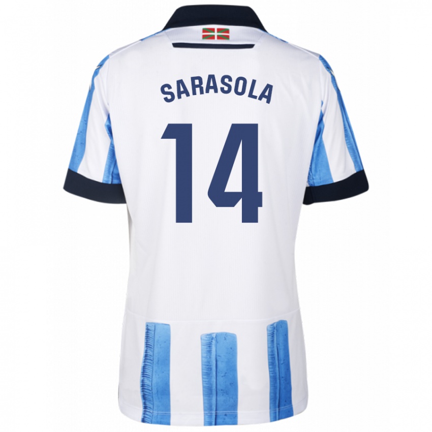 Niño Camiseta Izarne Sarasola Beain #14 Azul Blanco 1ª Equipación 2023/24 La Camisa Chile