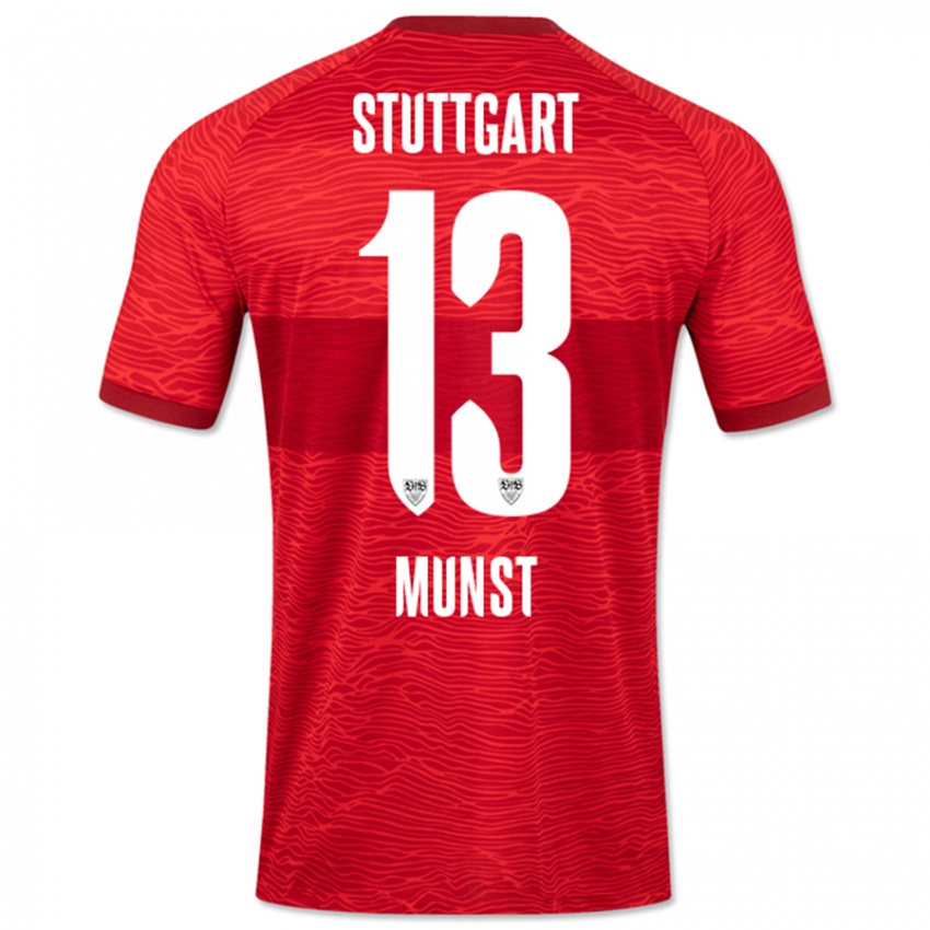 Niño Camiseta Leonhard Münst #13 Rojo 2ª Equipación 2023/24 La Camisa Chile