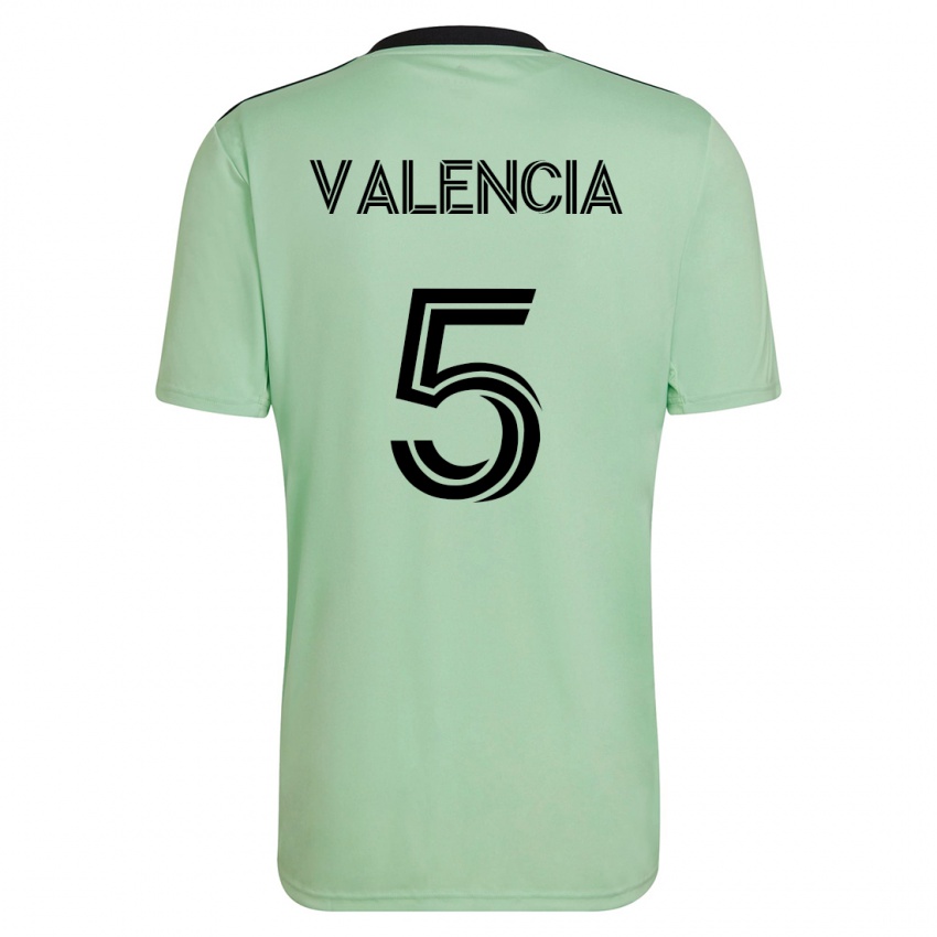 Niño Camiseta Jhojan Valencia #5 Verde Claro 2ª Equipación 2023/24 La Camisa Chile