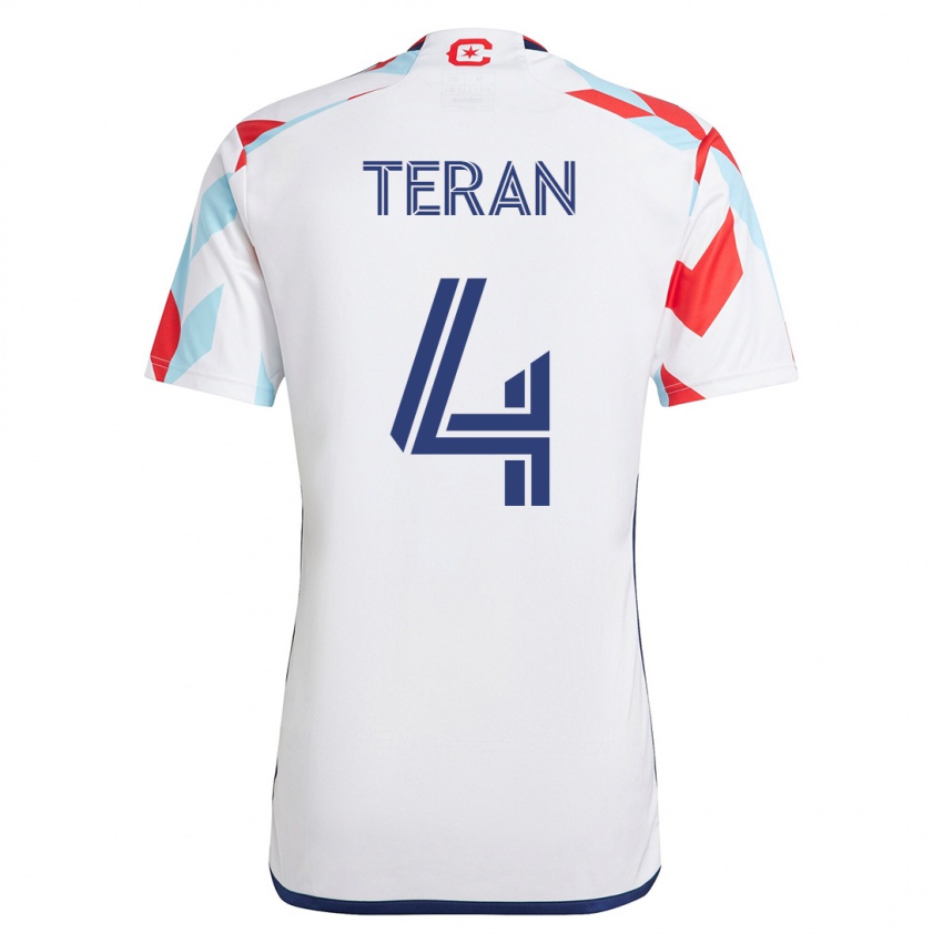 Niño Camiseta Carlos Terán #4 Blanco Azul 2ª Equipación 2023/24 La Camisa Chile