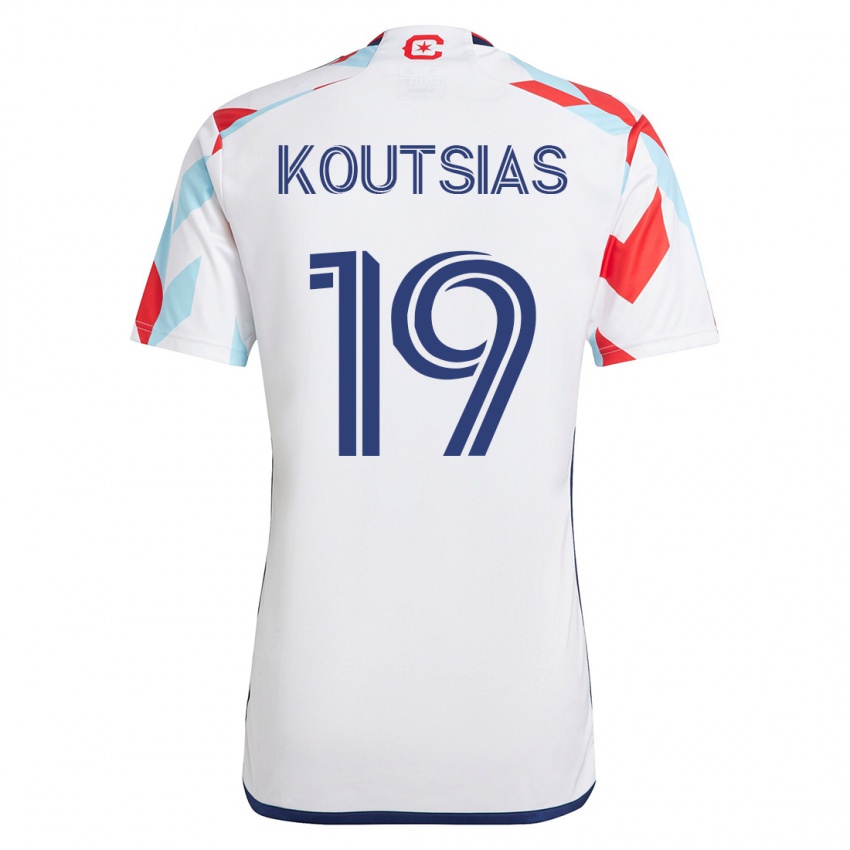 Niño Camiseta Georgios Koutsias #19 Blanco Azul 2ª Equipación 2023/24 La Camisa Chile