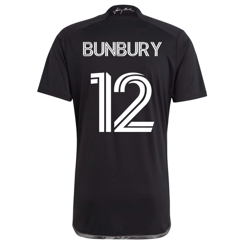 Niño Camiseta Teal Bunbury #12 Negro 2ª Equipación 2023/24 La Camisa Chile