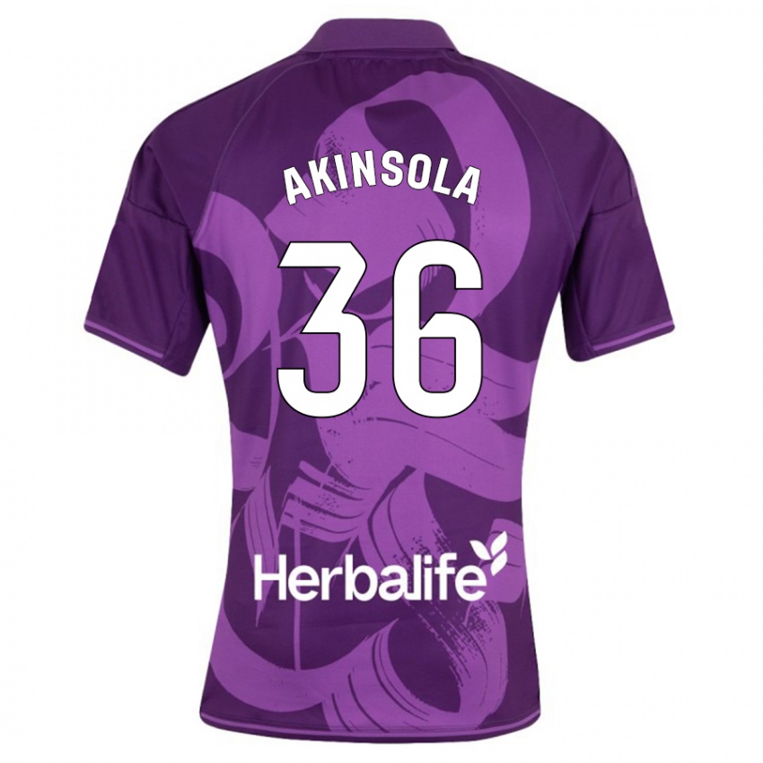 Niño Camiseta Tunde Akinsola #36 Violeta 2ª Equipación 2023/24 La Camisa Chile