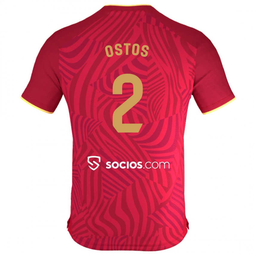Niño Camiseta Fran Ostos #2 Rojo 2ª Equipación 2023/24 La Camisa Chile